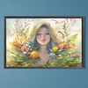 Diamond Painting -DIY Full Round Drill Flowers and Girl(60*40CM)