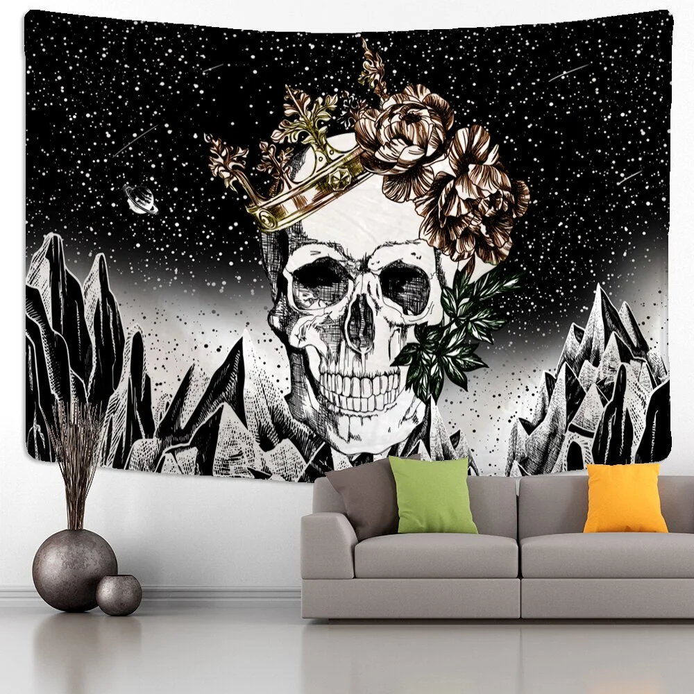 Skull King Meditation Tapestry Wall Hanging Bohemian Astrology Hippie Wizardry Tapiz Mandala Home Room Decor