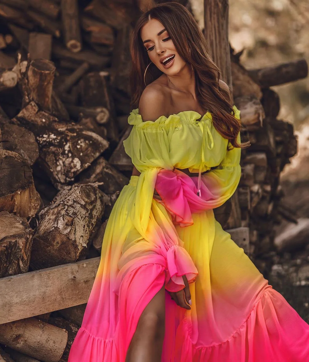 Women Mesh Sheer Bikini Cover-ups Set See-through Long Sleeve Crop Tops and Cover Up Skirts Two Piece Swimwear Beach Dresses