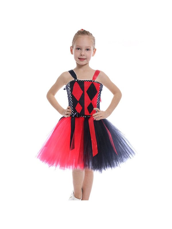 Harley Quinn Tutu Dress For Girls Kids Halloween Costume-elleschic