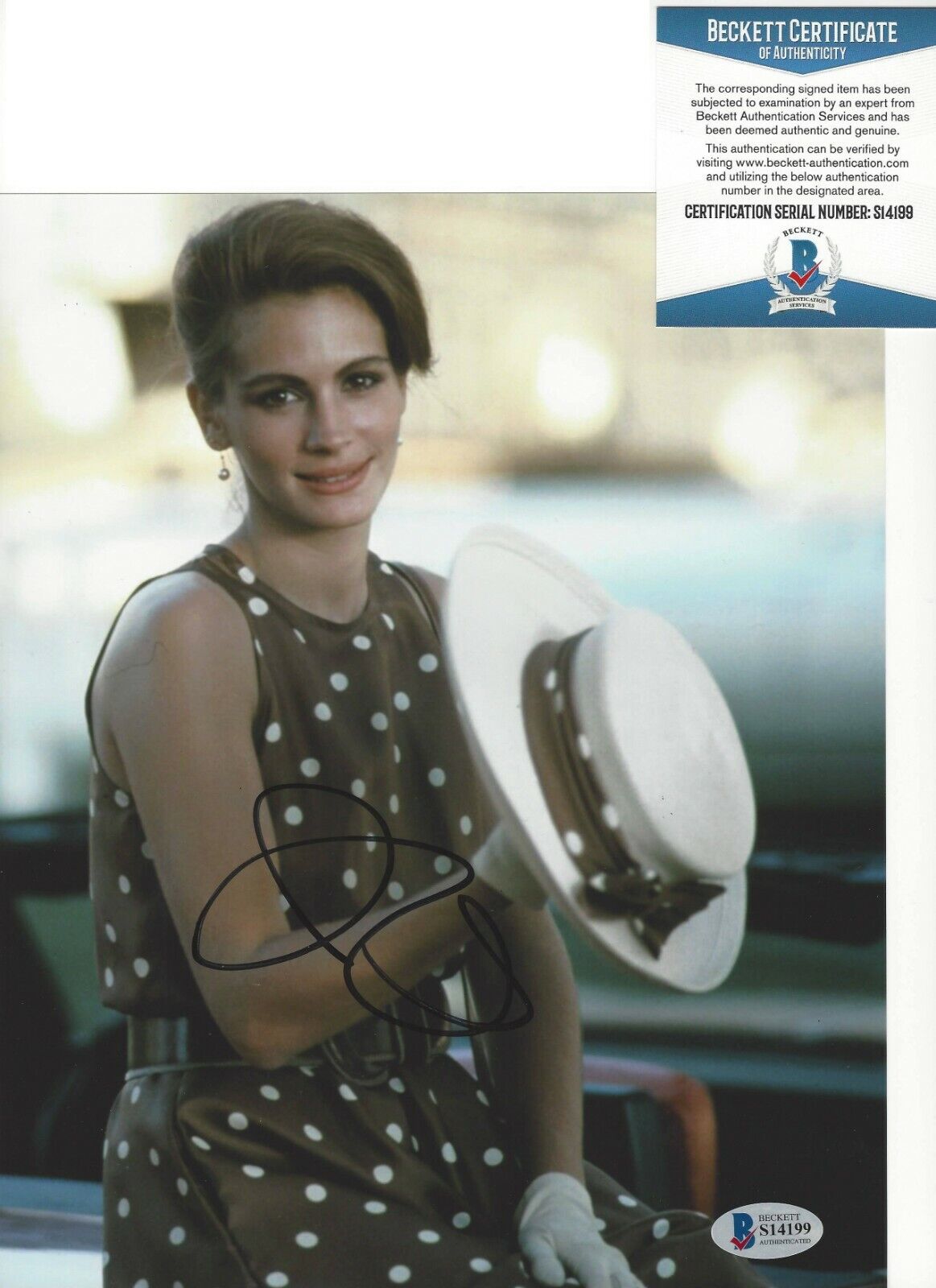 SEXY ACTRESS JULIA ROBERTS SIGNED PRETTY WOMAN 8x10 MOVIE Photo Poster painting BECKETT COA A