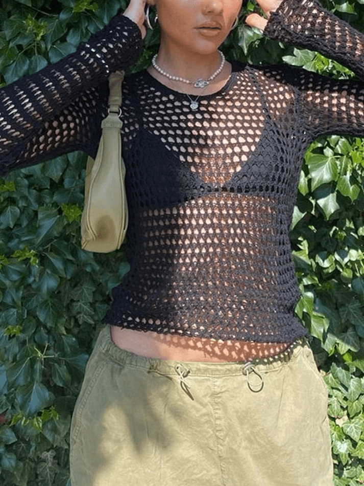 Backless Crochet Hollow Knit Crop Top