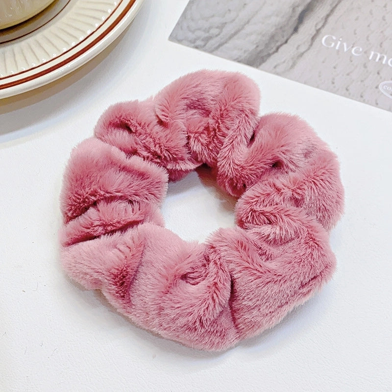 Women’s Pastoral Solid Color Commute Solid Color Flannel Hair Tie