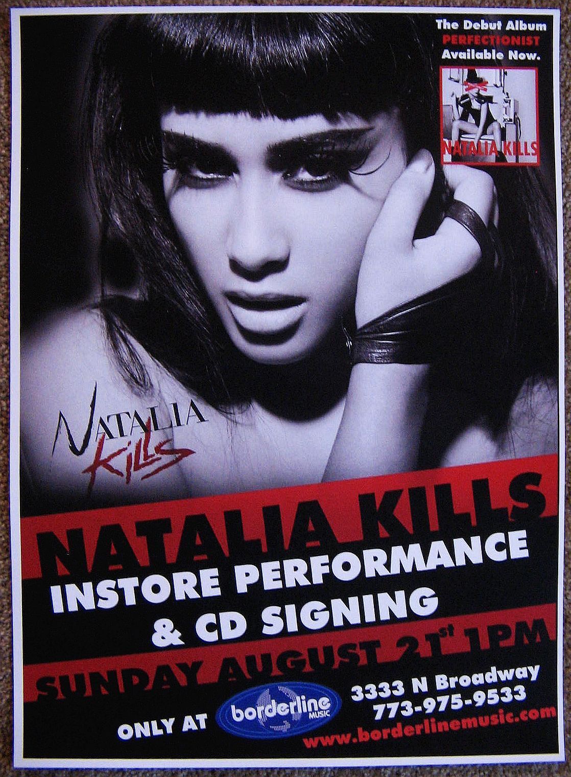 NATALIA KILLS Teddy Sinclair 2011 POSTER Gig Chicago IL. Concert CRUEL YOUTH