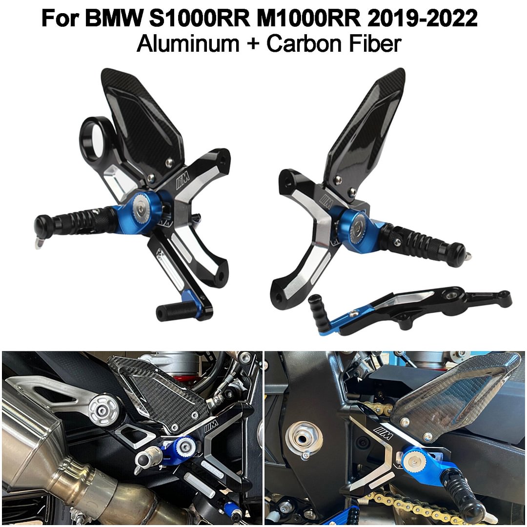 For BMW S1000RR 2019-2022 M1000RR Rearsets Footrests Foot Pegs Shift Pedal Lever