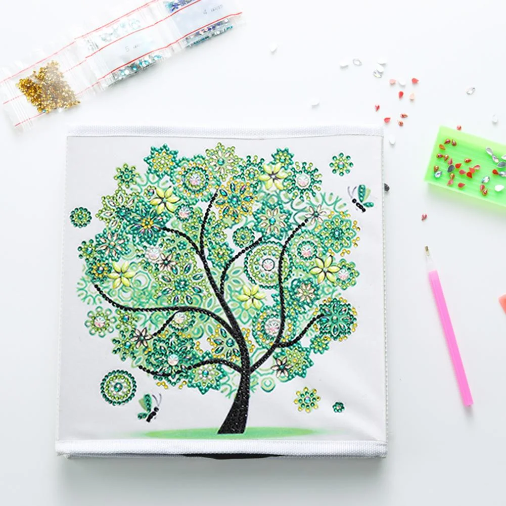 DIY Diamond Painting Tree Folding Storage Box Desktop Sundries Organizer