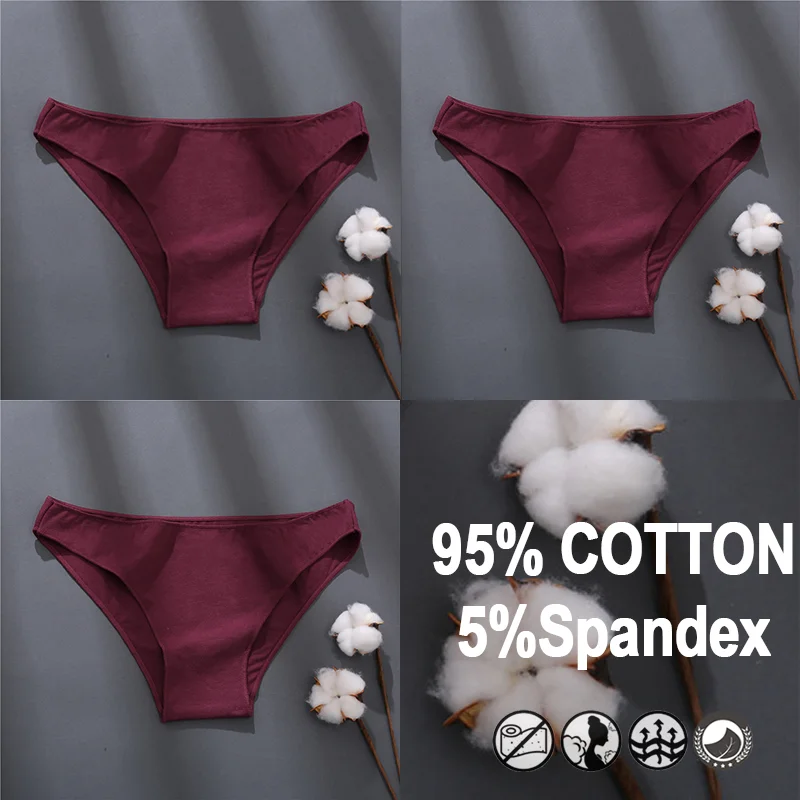 Billionm Women Sexy Cotton Panties Solid Color Underwear Simple Style Briefs Low Waist Breathable Panties Female Soft Intimates Lingerie