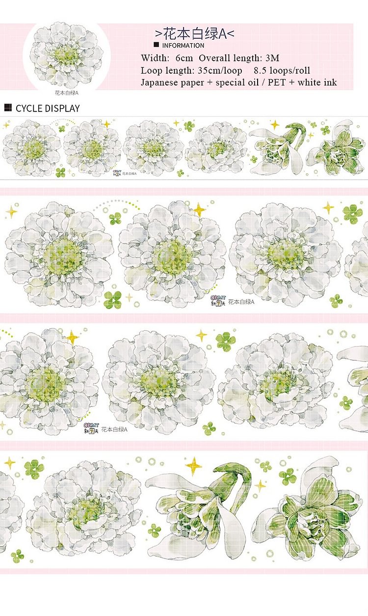 JOURNALSAY 300cm Cute Journal Collage PET Flowers Girl Washi Tape DIY  Scrapbooking Background  