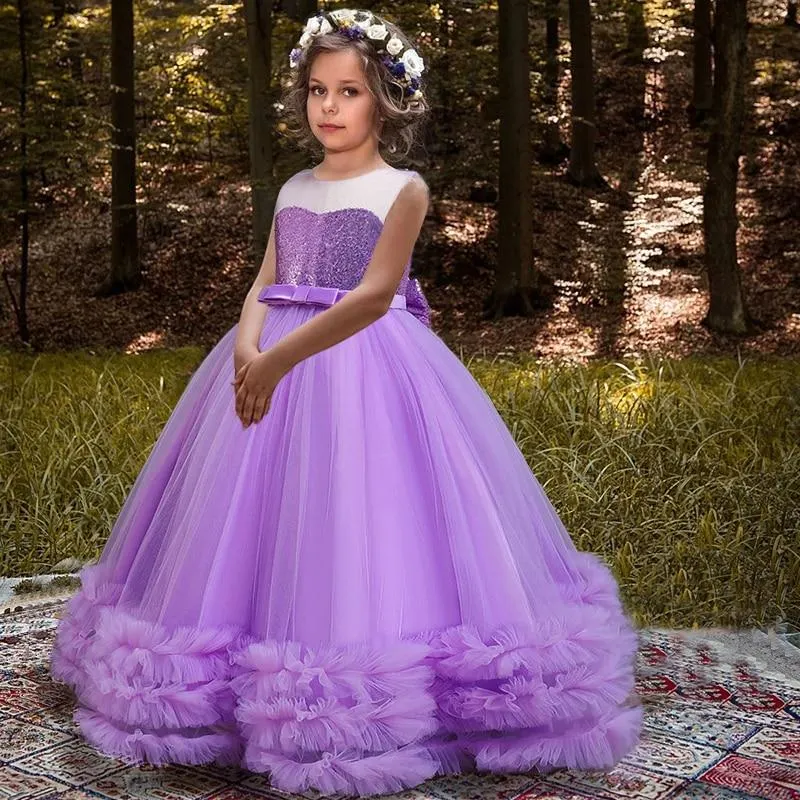 2021 Summer Teenager Bridesmaid Dress Kids Dresses For Girls Children Retro Lace Princess Dress Girl Party And Wedding Dress