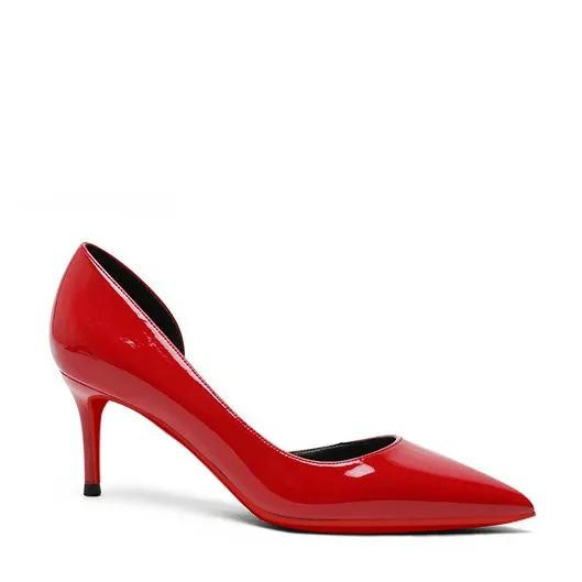 60mm Women's Side Cut-out Closed Pointed Toe Party Daily Red Bottom Pumps-vocosishoes
