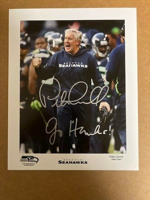 Pete Carroll Head Coach Seattle Seahawks Boldly Signed 8x10 Photo Poster painting with COA