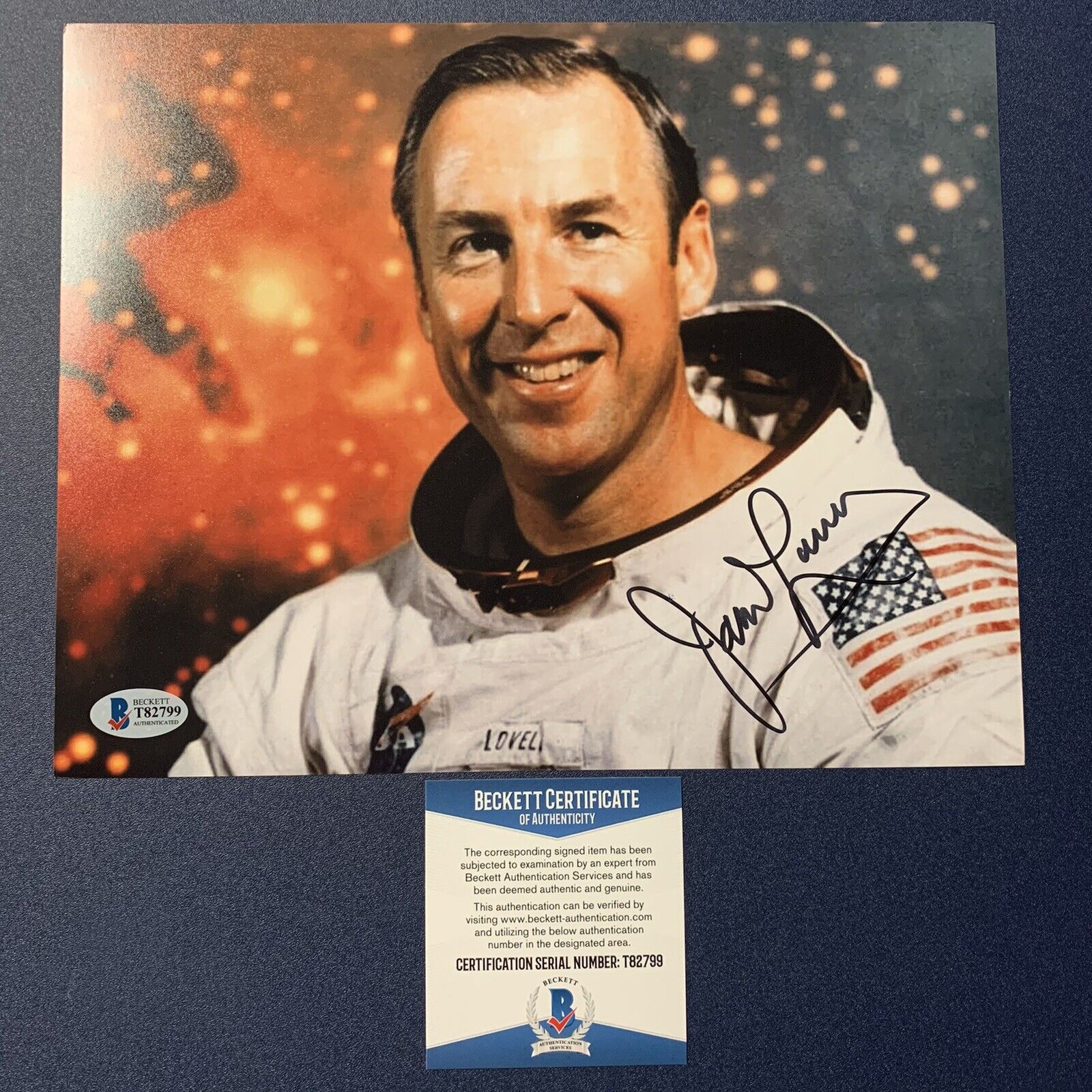 JAMES LOVELL HAND SIGNED 8x10 Photo Poster painting NASA APOLLO 13 MISSION AUTOGRAPHED BAS COA