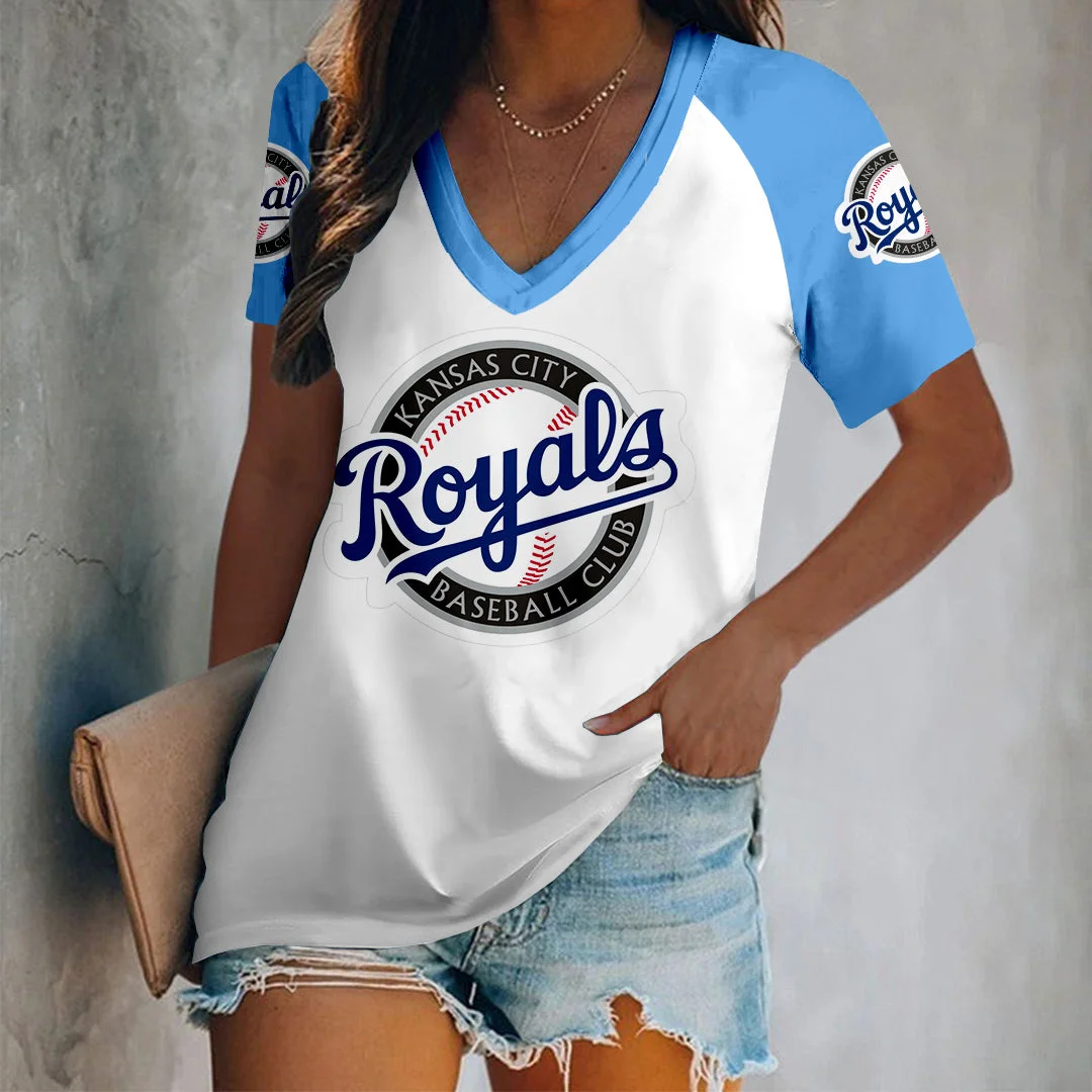 Women's Printed Short Casual V-Neck T-Shirt