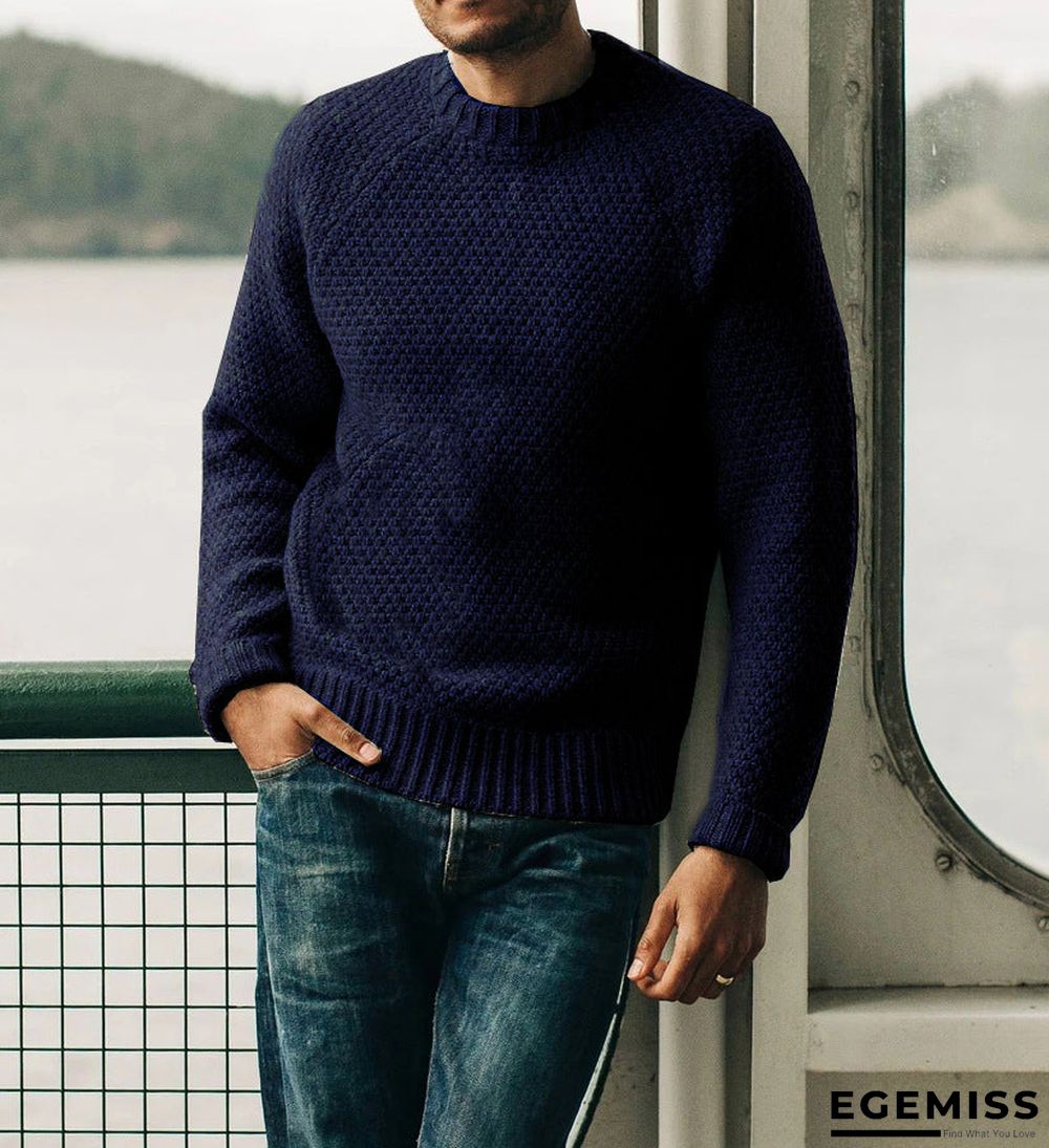 Casual Color Round Neck Sweater Male | EGEMISS