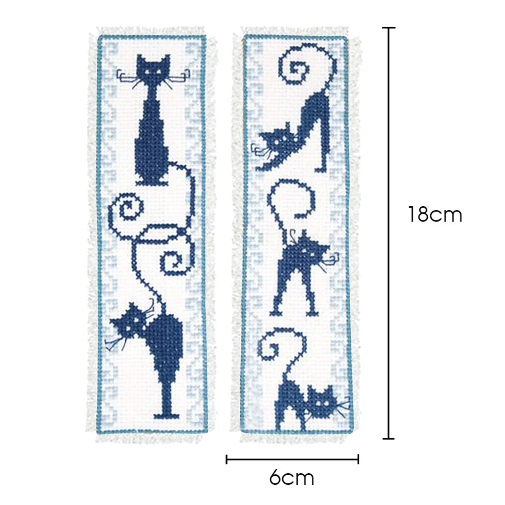 14ct 2-Strand Double-sided Counted Cross Stitch Bookmark - Cat(18*6cm)