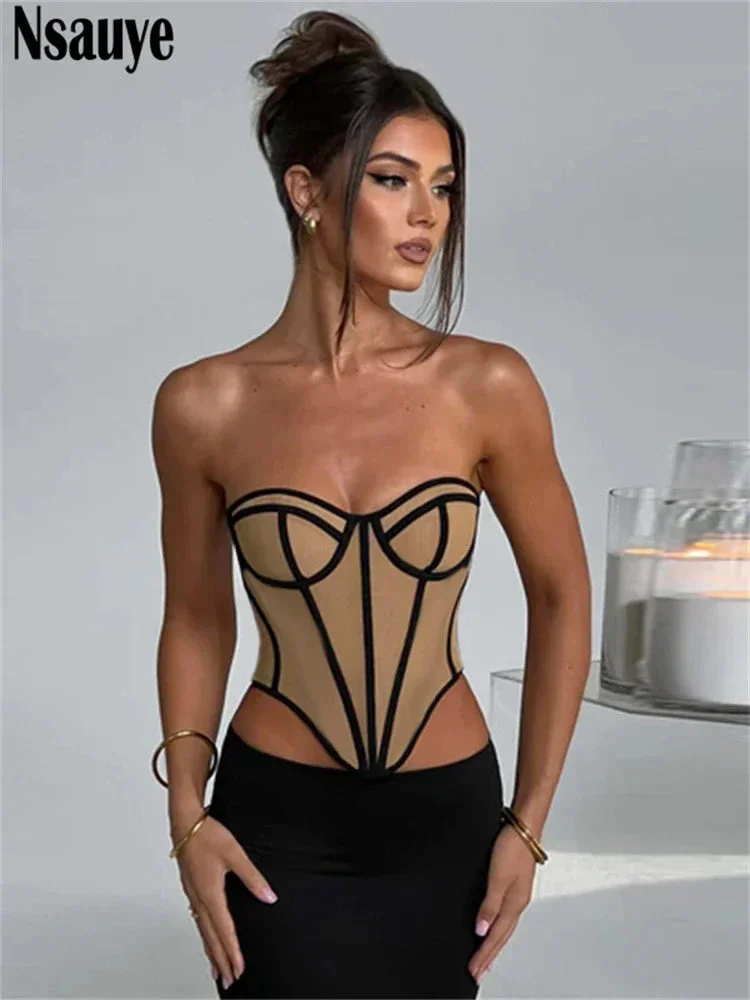 Oocharger Strapless Party Off Shoulder Women Tube Summer Corset Y2K Crop Tops Skinny Fashion 2024 Sexy Club Mini Tank Tops Backless