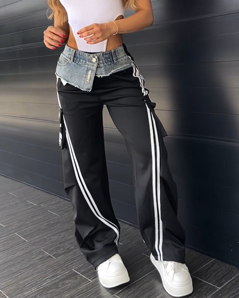 Fashionable Patchwork Loose Trousers