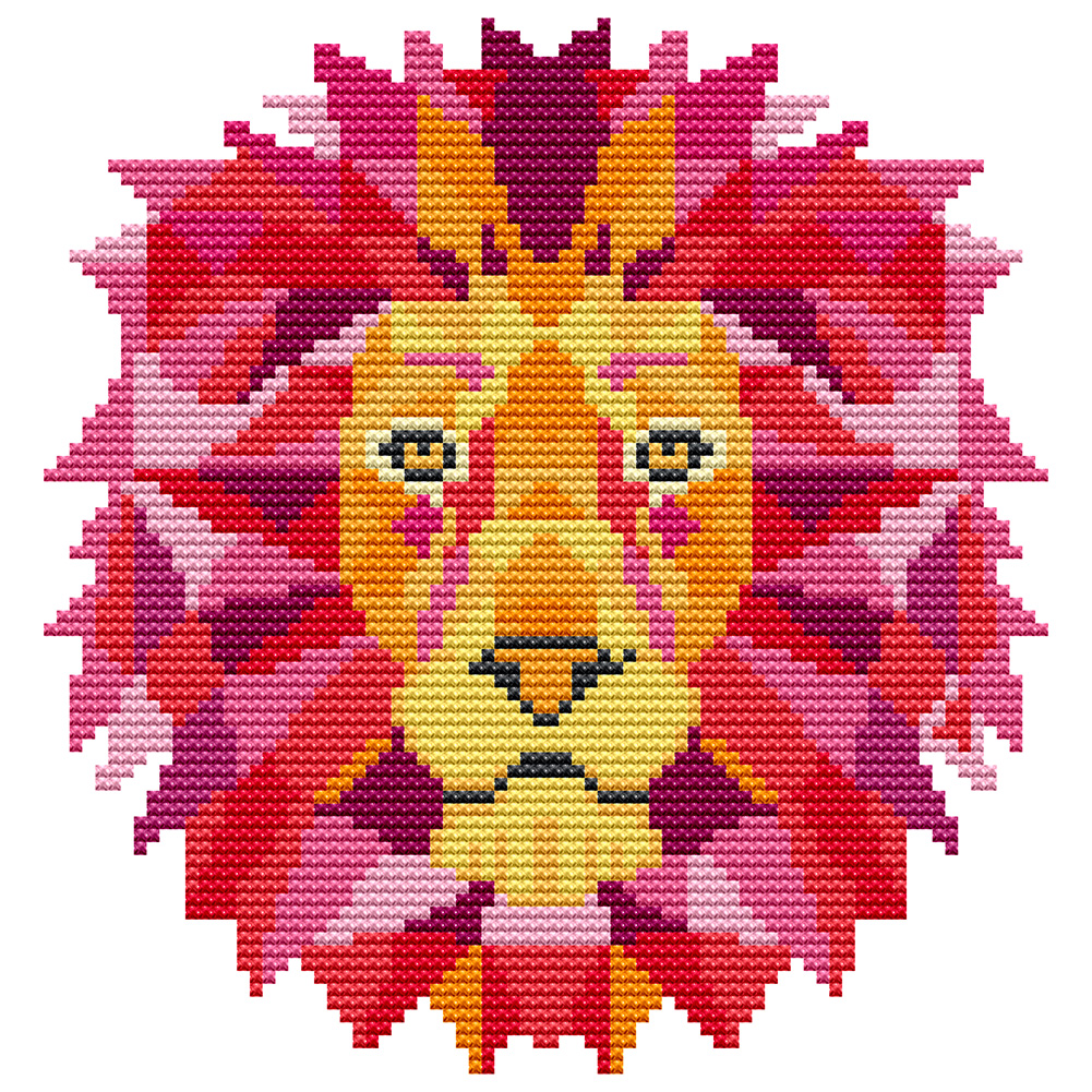 Lion 14CT pre-stamped canvas(19*20cm) cross stitch