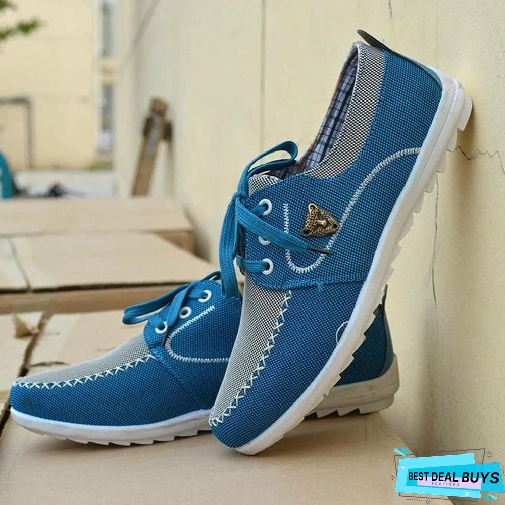 Men Leather Flats Lace-Up Driving Formal Casual Sneakers Shoes