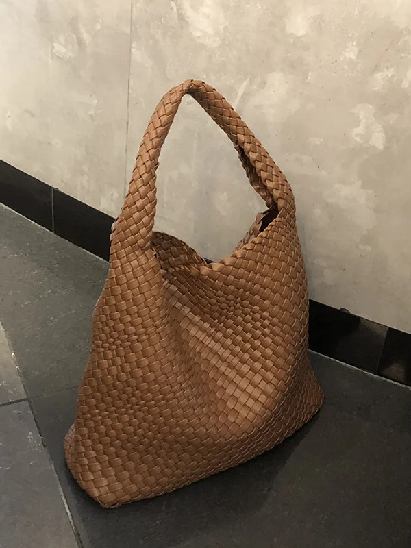 Solid Color Woven Bags Handbags