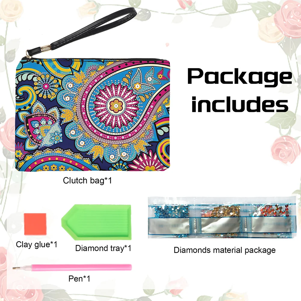 DIY Mandala PU Partial Special Shaped Diamond Painting Wallet Makeup Bag