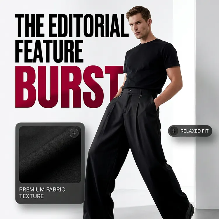 Men's Classic Fit Wide-Leg Suit Pants