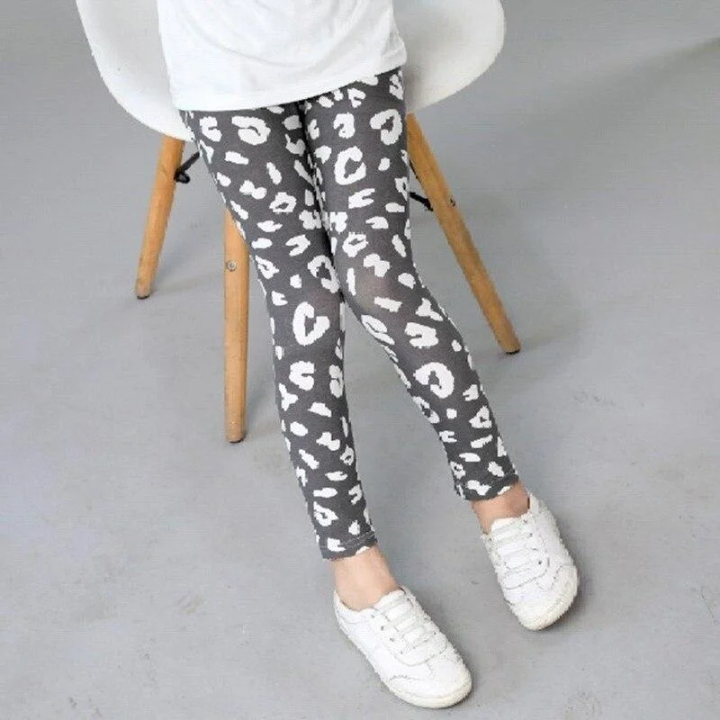 2-10Y Girls Leggings Kids Skinny Bottoms Spring Autumn Flower Print Pants Cute Pencil Pants Children Casual Trousers Girl Capris