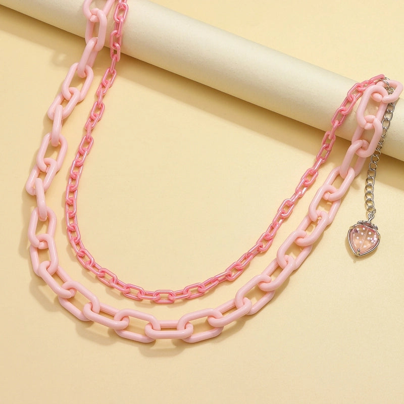 European And American Ins Style Pink Waist Chain Double-Layer Acrylic Pants Chain Decoration Personalized Trendy Cute Strawberry Hanging Decoration