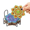Datura DIY Diamonds Painting Coaster Woodiness with Rack Cup Pad Crafts Kits