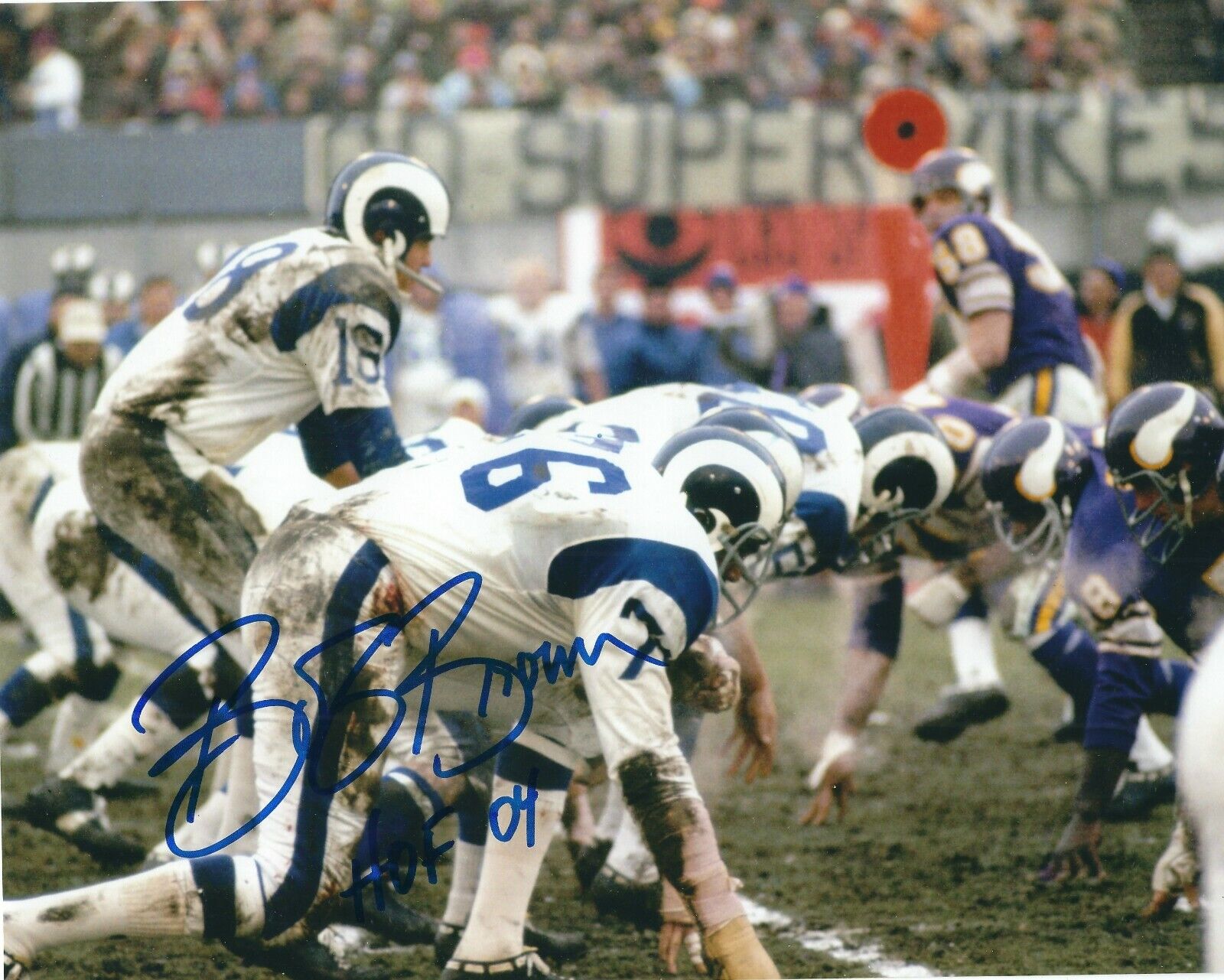 Autographed Bob Brown HOF Los Angeles Rams 8x10 Photo Poster painting - w/COA