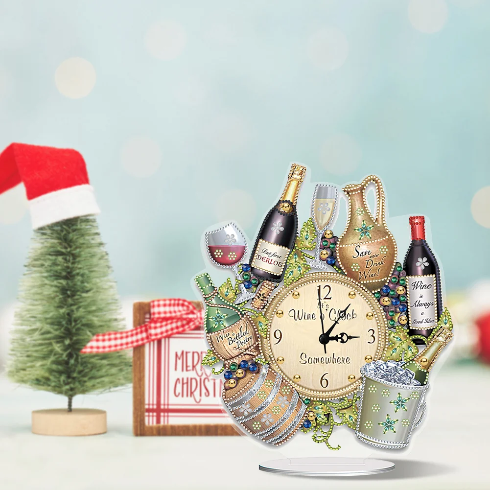 DIY Ice Bucket Wine Special Shape Acrylic Diamond Painting Clock Art Craft