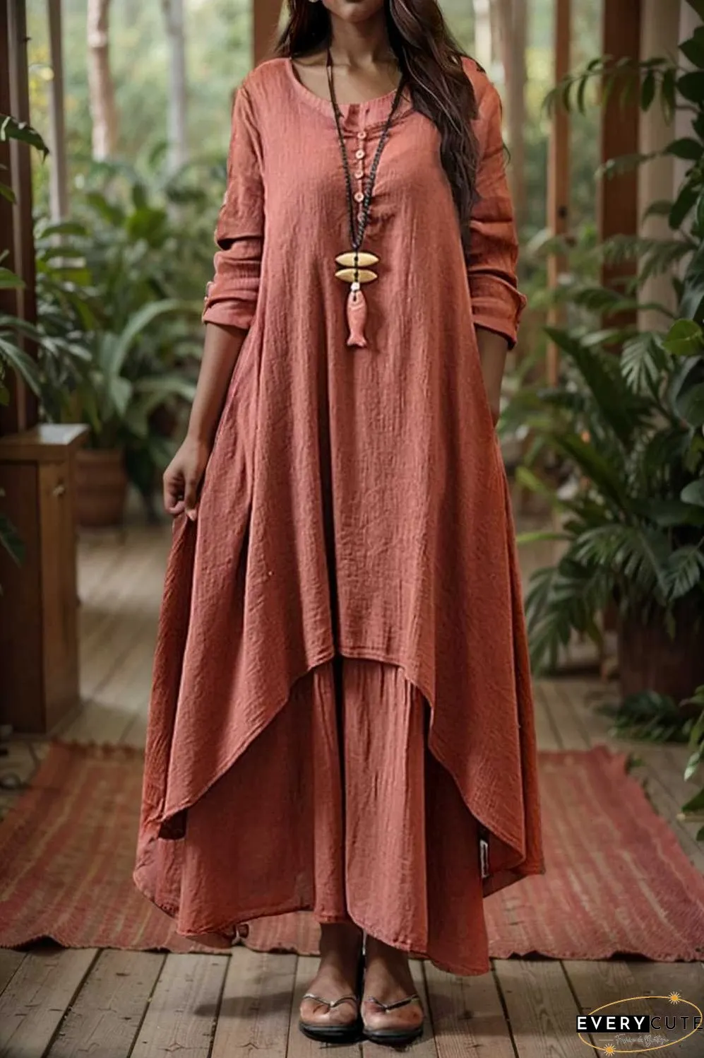 women s plus size casual dress swing dress solid color long dress maxi dress long sleeve button two piece v neck