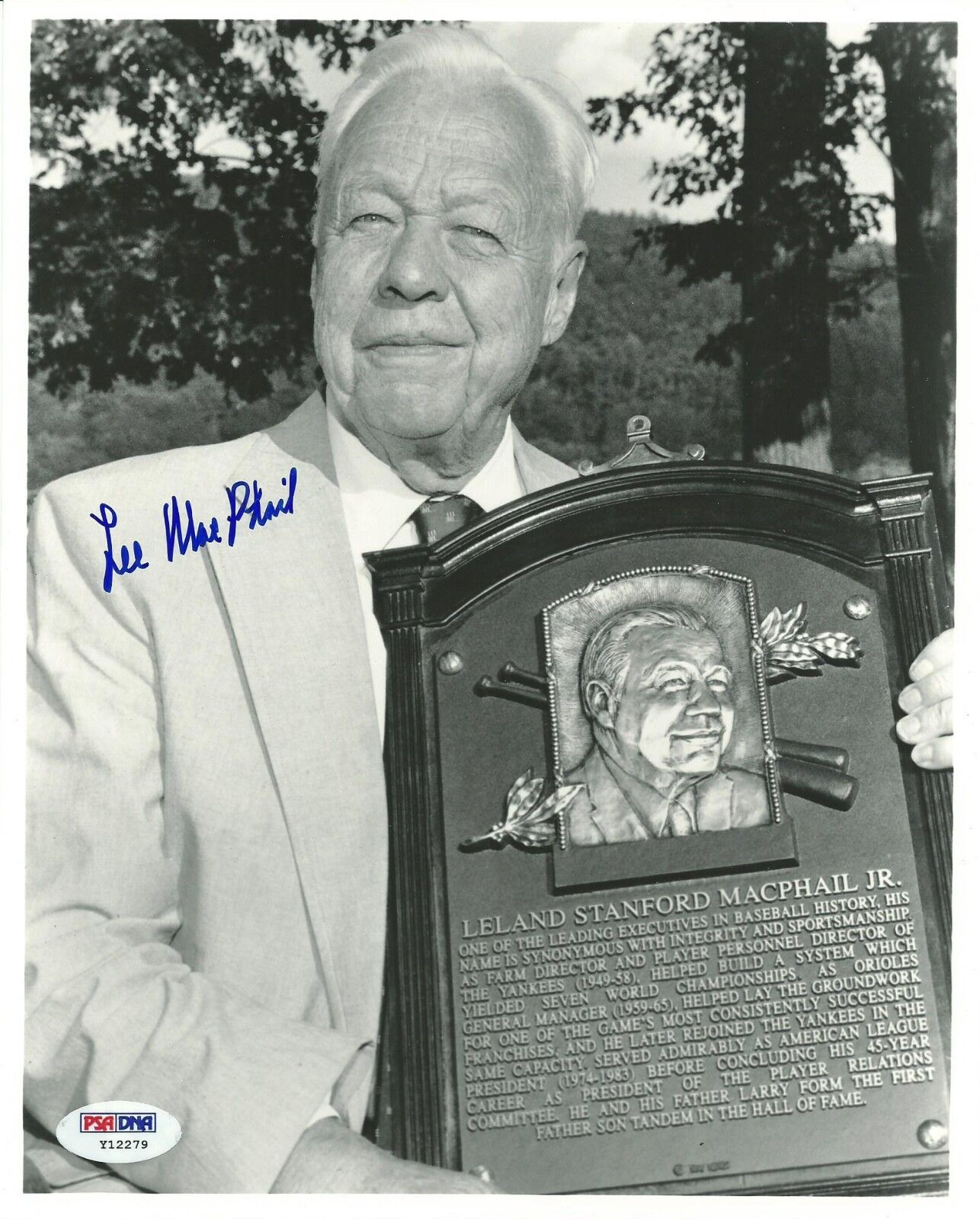 Lee MacPhail Signed Baseball 8x10 Photo Poster painting PSA/DNA COA Hall of Fame Picture Auto'd