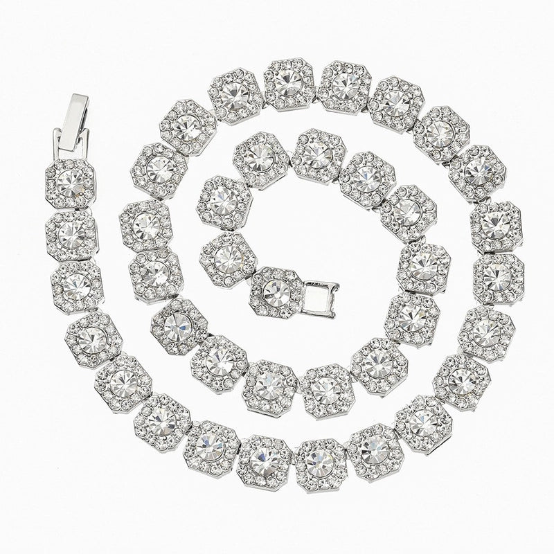 Hip-Hop Retro Solid Color Zircon Alloy Necklace