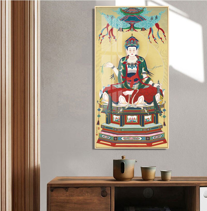 Poster Thangka Five Manjushri Painting Tibet India Chinese Religious Canvas Printmaking Art Wall Picture Home Decoration02
