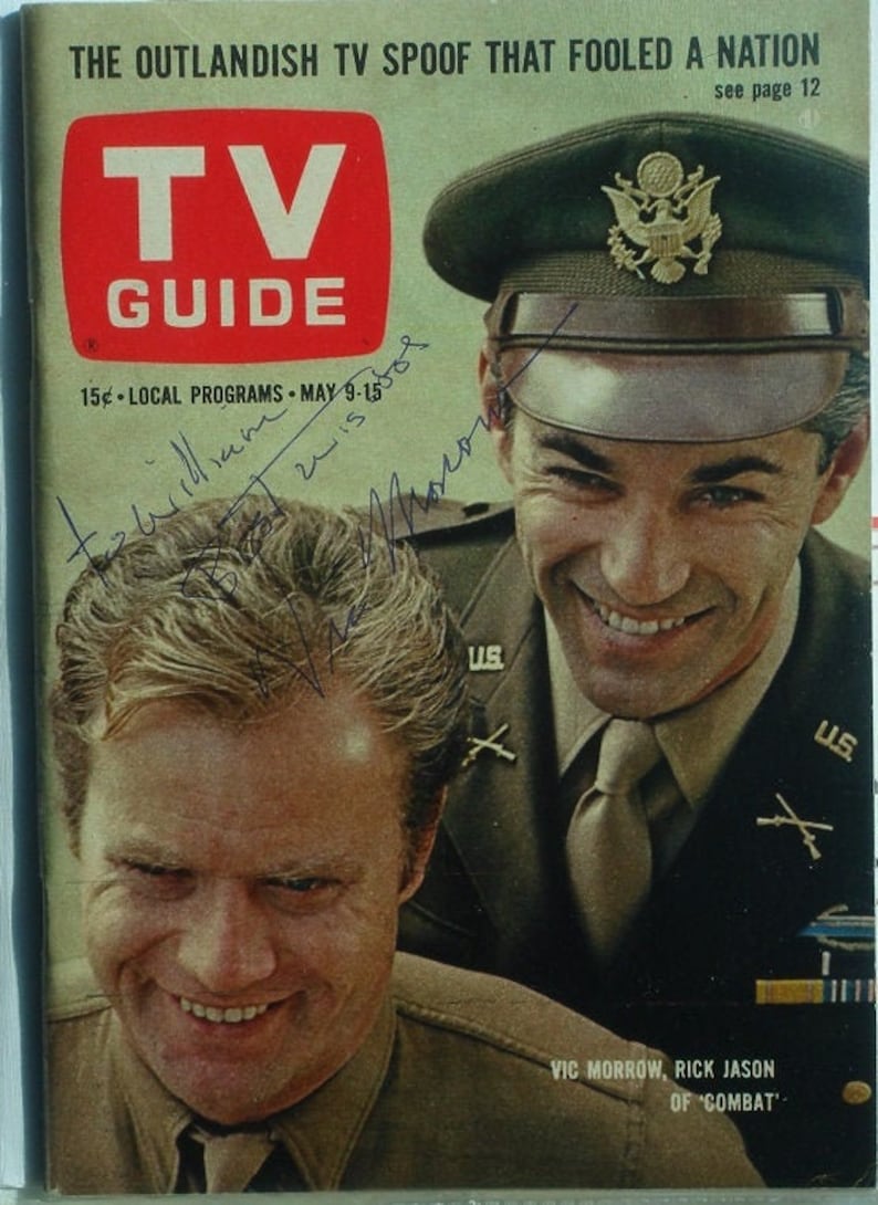 VIC MORROW SIGNED Autographed tv Guide Combat May 9 thru 15, 1964 wcoa