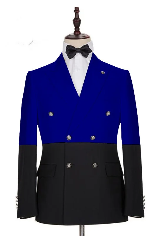 Elegant Royal Blue Tuxedo Suit For Wedding With Double Breasted Gentle