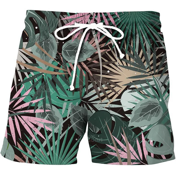Men's Shorts Beach Pants Casual Men's Floral Print Personalized Label Quick-drying Summer Fashion Trend ShortsMen's
