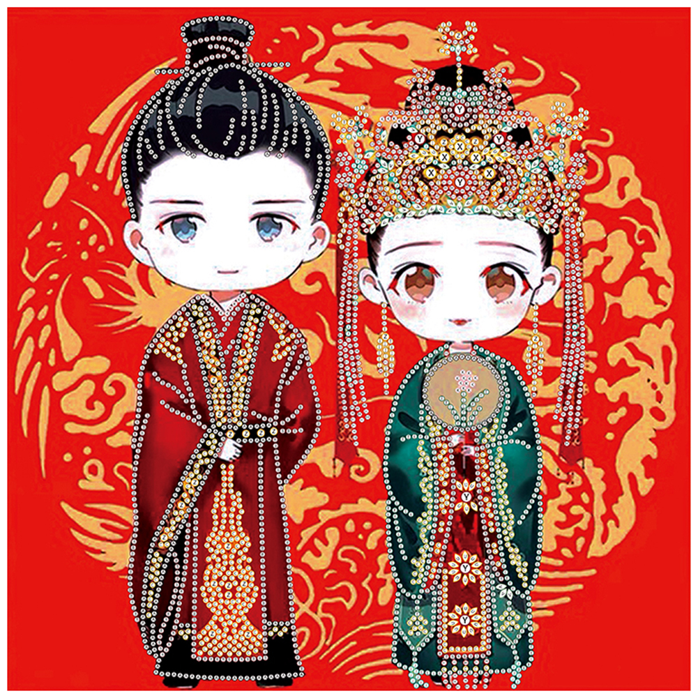 

40*40CM - Special Shaped Diamond Painting - Chinese Wedding, 501 Original
