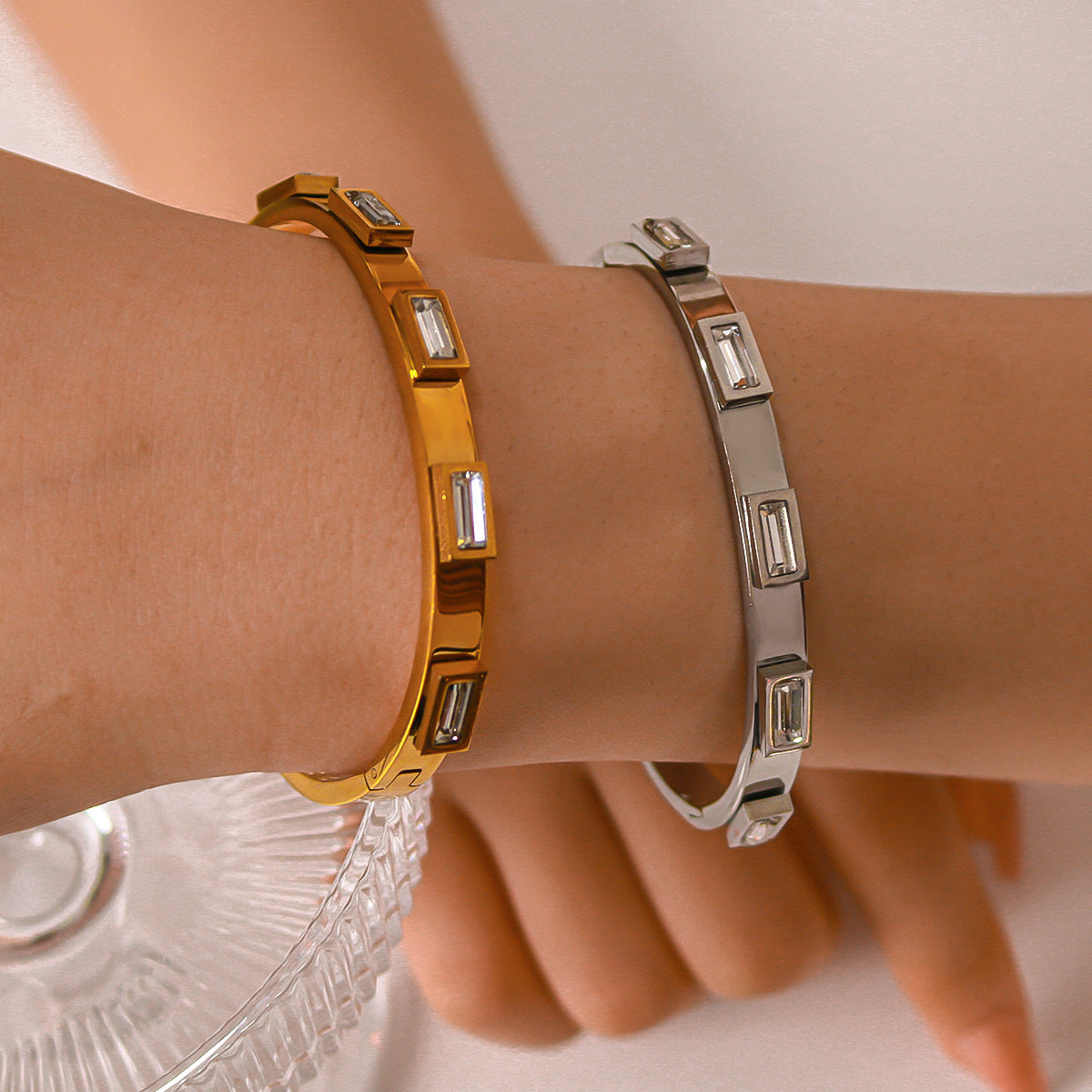 IG Style Irregular Stainless Steel Electroplating Bangles