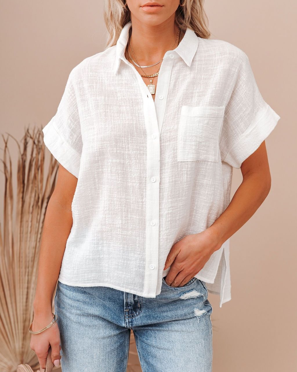 Summer Women's Clothing Cotton Linen Shirt Blouse Lapel