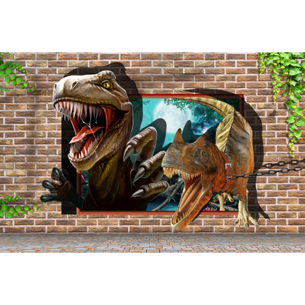 

40*30CM - Crystal Round Drill Diamond Painting - Tyrannosaurus Dinosaur, 501 Original