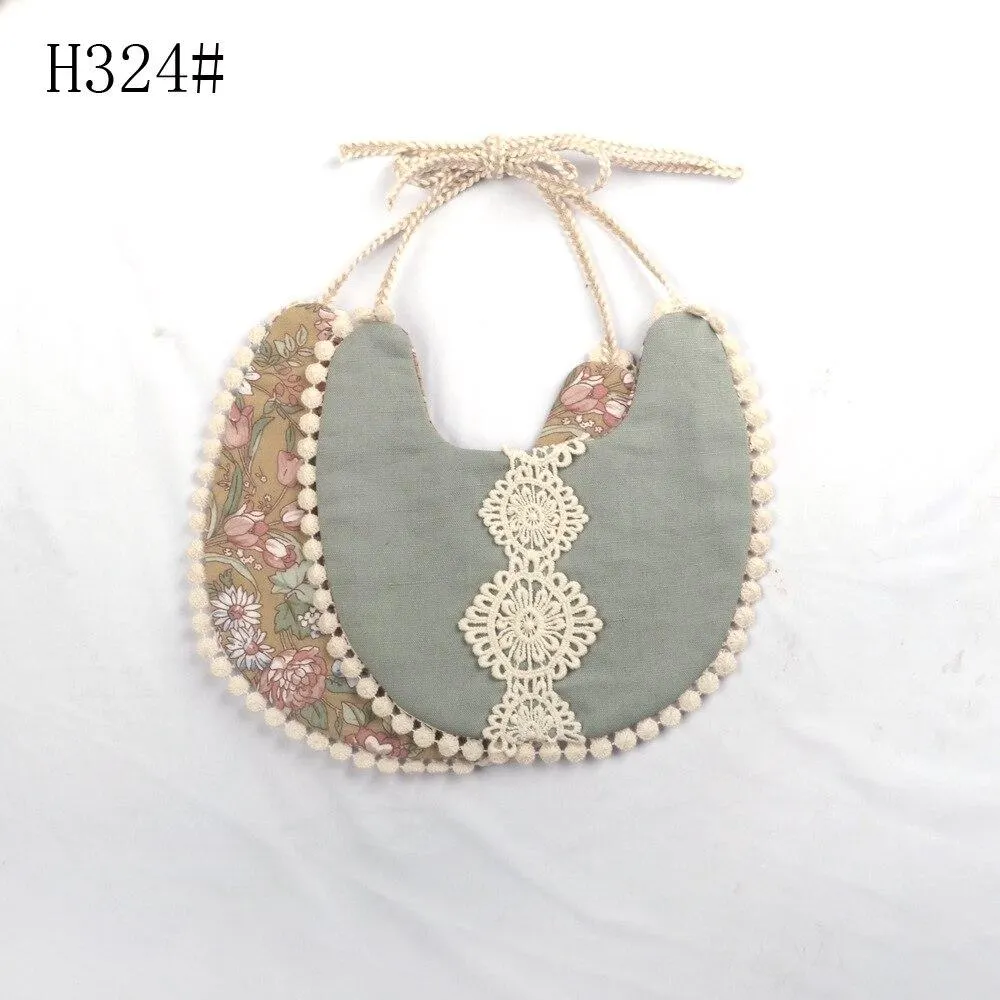 2020 Brand New Infant Baby Girl Boy Bib Kid Toddler Dinner Feeding Tassel Double-deck 100% Cotton Linen Burp Cloths Saliva towel