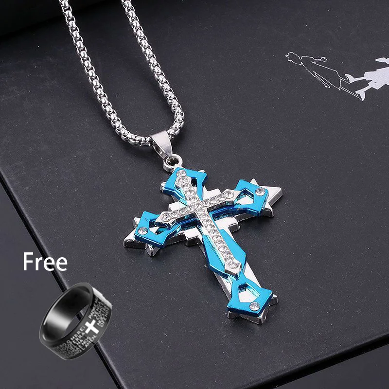 Sparkling Cross Cubic Zirconia Necklace（Buy 1 Get 1 Free Ring）