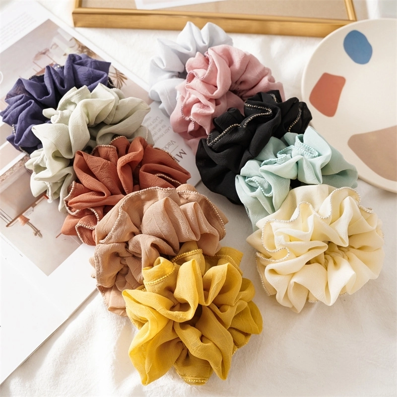 Minimalist Solid Color Ruffles Cloth Pleated Hair Tie 1 Piece