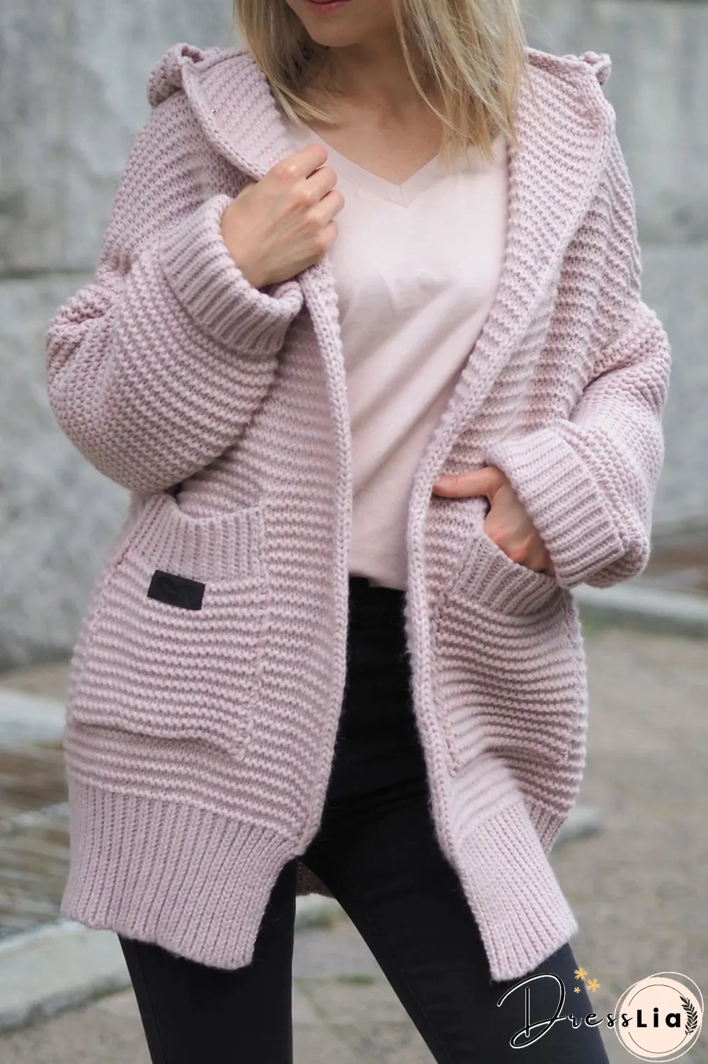 Casual Solid Pocket Hooded Collar Tops Sweater(6 Colors)