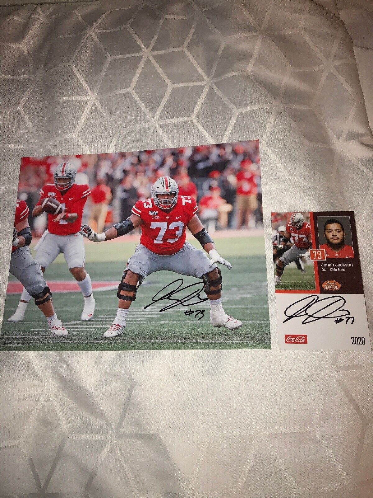 Jonah Jackson Ohio State signed autographed 8x10 football Photo Poster painting & Senior CARD B