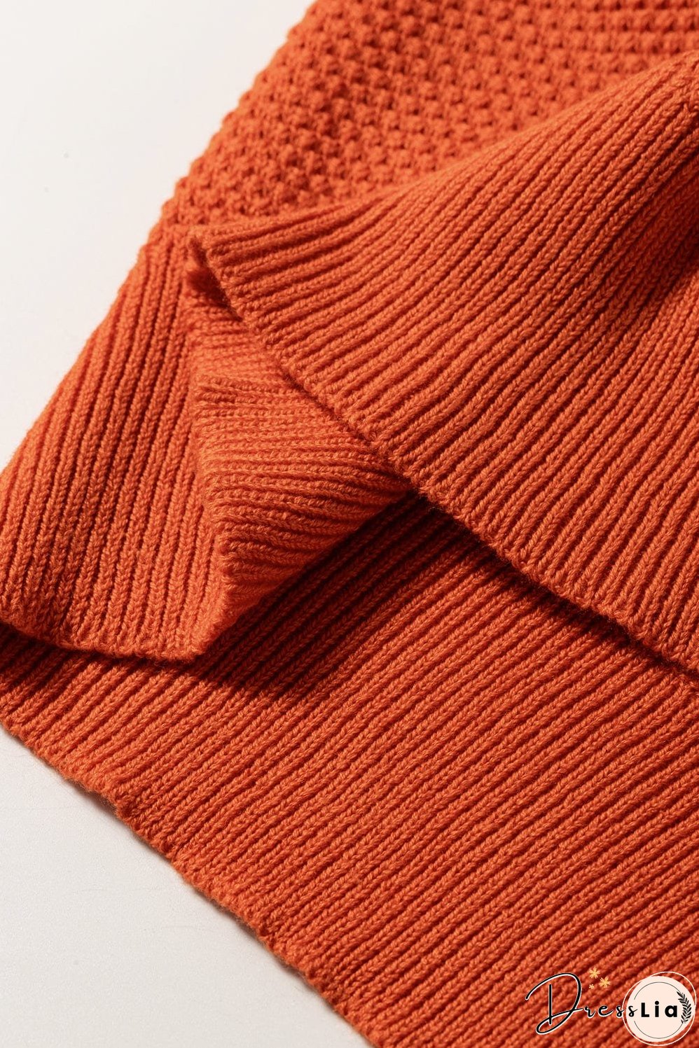 Golden Textured Knit Puff Sleeve Square Neck Sweater