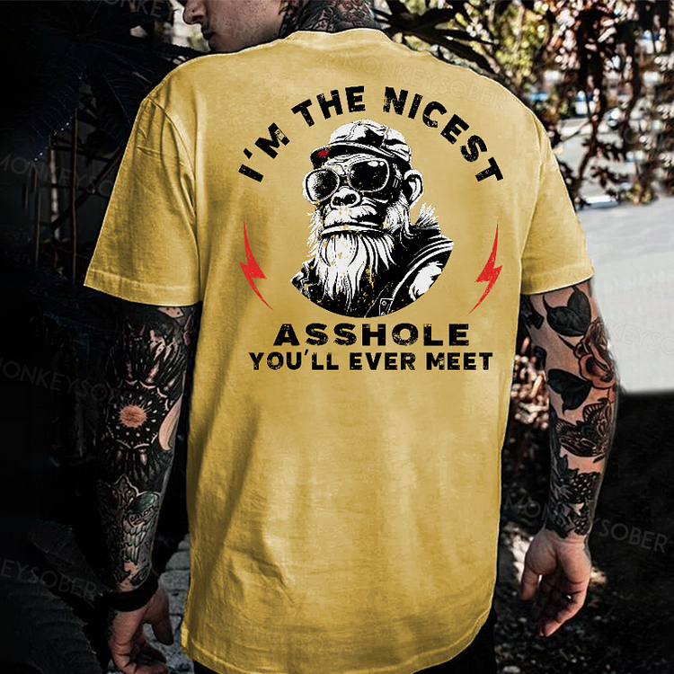 I'm The Nicest Asshole You'll Ever Meet Sarcastic Monkey T-shirt