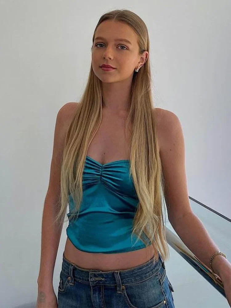 Jacqueline 2022 Summer Sexy Strapless y2k Crop Tops Women e gril Backless Halter Tank Top Casual Sleeveless Skinny Camis